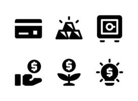 conjunto simples de ícones sólidos de vetor relacionados a finanças