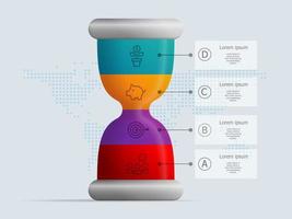 ampulheta, ampulheta infográficos 4 etapas para apresentação de negócios vetor