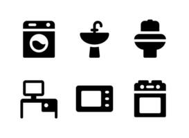 conjunto simples de ícones sólidos de vetor relacionados a móveis