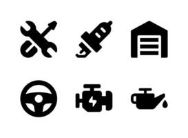 conjunto simples de ícones sólidos de vetor relacionados ao setor automotivo