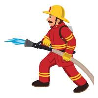 bombeiro com mangueira tubo vetor