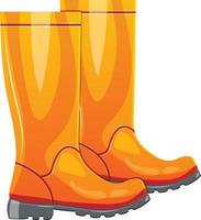 laranja chuva borracha botas. desenho animado chuva chuteiras Primavera e outono imprimir, cartão, poster vetor ilustração