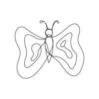 borboleta desenhado com 1 linha. vetor rabisco