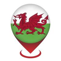 mapa ponteiro com País de Gales. país de gales bandeira. vetor ilustração.