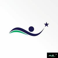 corpo ou humano mover ou dança com aguarde Estrela imagem gráfico ícone logotipo Projeto abstrato conceito vetor estoque. pode estar usava Como uma símbolo relacionado para pessoas e ativo.