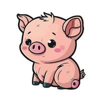 fofa porco desenho animado estilo vetor