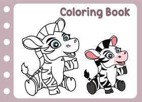 coloração pequeno zebra desenho animado vetor