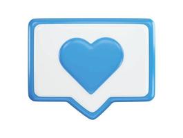uma azul coração ícone com uma bate-papo ícone com 3d vetor ícone ilustração