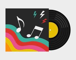 vinil registro com álbum cobrir em pacote música retro vintage conceito plano vetor de estilo ilustração