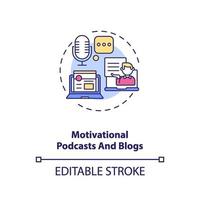 ícone do conceito de blogs e podcasts motivacionais vetor