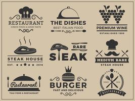 Design de logotipo insígnia para restaurante, churrascaria, vinho, hambúrguer,