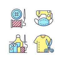 conjunto de ícones de cores rgb de alteração de roupas vetor