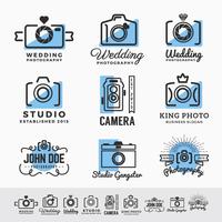 Conjunto de fotografia e design de insígnia de logotipo de serviço de câmera. vect vetor