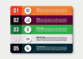 5 etapas de trabalho de qualquer negócio e apresentação através de design de infográfico. vetor