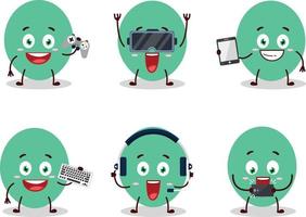 verde balão desenho animado personagem estão jogando jogos com vários fofa emoticons vetor