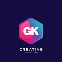 gk inicial logotipo com colorida modelo vetor. vetor