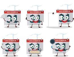 desenho animado personagem do dezembro 31º calendário com vários chefe de cozinha emoticons vetor