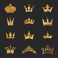 12 design de elementos de ícone de coroas diferentes