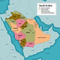 detalhado país mapa do saudita arábia vetor