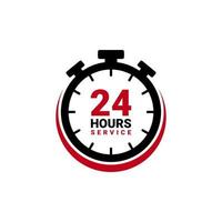 vinte quatro hora serviço vetor ícone para seu negócios. logotipo elemento ilustração, emblema, rótulo, distintivo, adesivo. simples 24 hora serviço conceito. pode estar usava dentro rede e móvel.