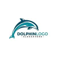 vetor de modelo de logotipo de golfinho. conceito de design de logotipo de salto de golfinho.