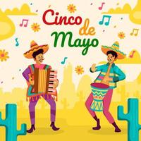 músicos toca música celebra festival cinco de mayo vetor