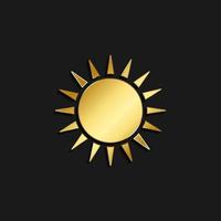 Sol ouro ícone. vetor ilustração do dourado estilo. verão Tempo em Sombrio fundo .