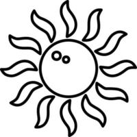 sol, emoji linha ícone vetor. esboço vetor ícone Sol emoji em branco fundo.