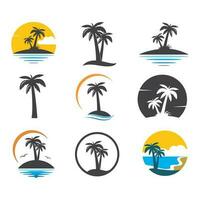 ícone de palmeira do verão e ilustração vetorial de logotipo de viagens vetor