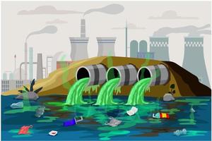 água poluição a de Meio Ambiente desastre conceito vetor ilustração