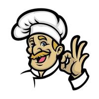chefe de cozinha mascote sorridente logotipo vetor