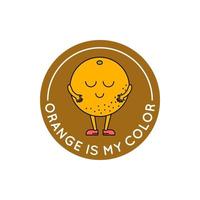 desenho animado cor retro personagem laranja adesivo ícone. vetor