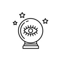 cristal bola com olho astrologia placa Preto fino linha ícone. vetor