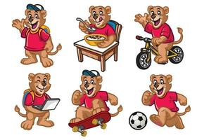desenho animado personagem conjunto do leão criança vetor