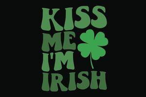 beijo mim eu sou irlandês engraçado st patrick's dia camiseta Projeto vetor