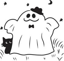 abóbora dia das Bruxas fantasma Diversão desenho animado rabisco kawaii animê coloração página fofa ilustração desenhando personagem chibi mangá vetor