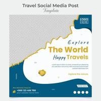 viagem e turismo social meios de comunicação postar e quadrado folheto postar bandeira modelo Projeto vetor