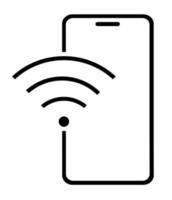 Smartphone ícone com Wi-fi placa. moderno digital tecnologias do ao controle e comunicação. Preto e branco vetor