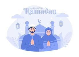 cumprimento Ramadã kareem, eid Mubarak fundo. moderno vetor plano ilustração