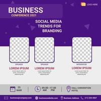 modelo de postagem de mídia social. promoção de banner. tendência de mídia social de conferência de negócios para branding