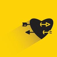 seta arco e coração em amarelo fundo vetor ilustração