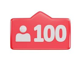100 social meios de comunicação seguidor ícone 3d Renderização vetor ilustração