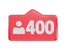 400 social meios de comunicação seguidor ícone 3d Renderização vetor ilustração