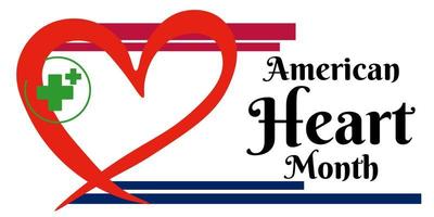 americano coração mês, horizontal Projeto em a tema do saúde e remédio vetor