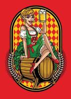 feliz menina do oktoberfest vetor