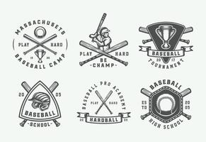 vintage beisebol esporte logotipos, emblemas, Distintivos, marcas, rótulos. monocromático gráfico arte. vetor