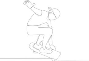uma homem segurando a fim do uma skate enquanto jogando vetor