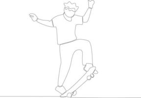 skatista colocar ambos pés em a fim do a skate vetor
