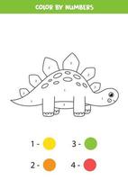 cor dinossauro bonito dos desenhos animados por números. jogo de contagem. vetor