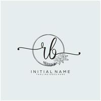 inicial rb feminino logotipo coleções modelo. caligrafia logotipo do inicial assinatura, casamento, moda, joalheria, butique, floral e botânico com criativo modelo para qualquer companhia ou negócios. vetor